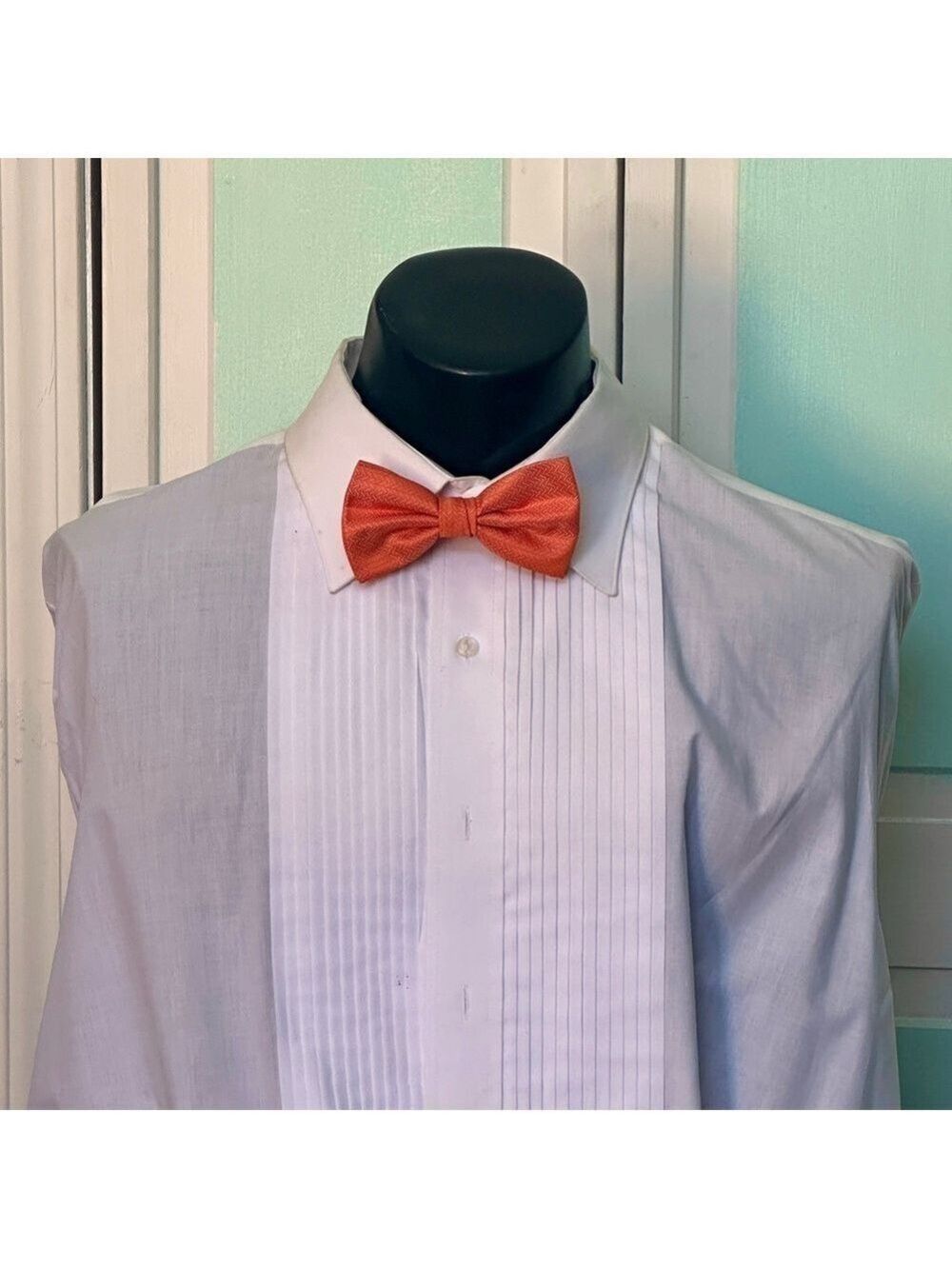 Tangerine Neon Orange  Bowtie Bow Tie Wedding Prom Tuxedo Herringbone pre tied